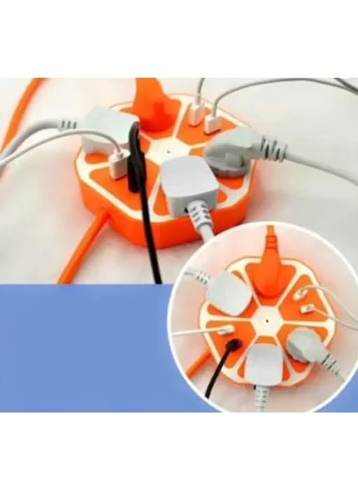 Generic MultiUsage Hexagon Shaped Power Socket Extension Board with 4 USB Charging Ports 4 Plug Sockets 8 Socket Extension Boards Orange 15 m with USB Port  - Image 2