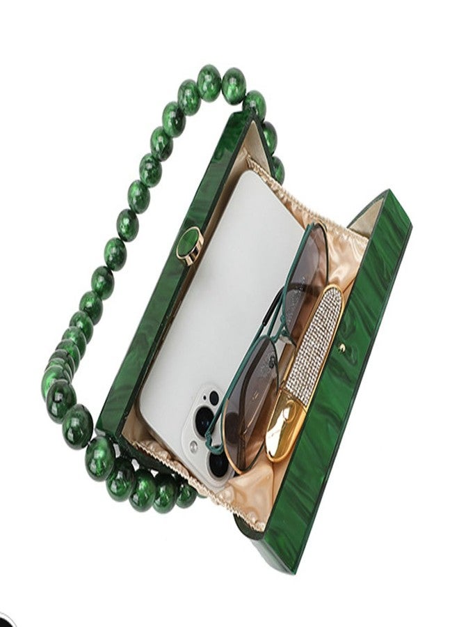 Jusavie Acrylic Clutch Purses for Women Cute Bead Evening Handbag Chic Trendy Evening Clutch Bag for Party Prom Wedding 2025, Green, Small - Image 4