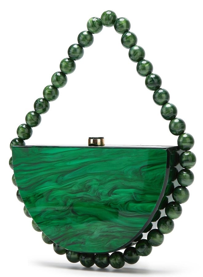 Jusavie Acrylic Clutch Purses for Women Cute Bead Evening Handbag Chic Trendy Evening Clutch Bag for Party Prom Wedding 2025, Green, Small - Image 1