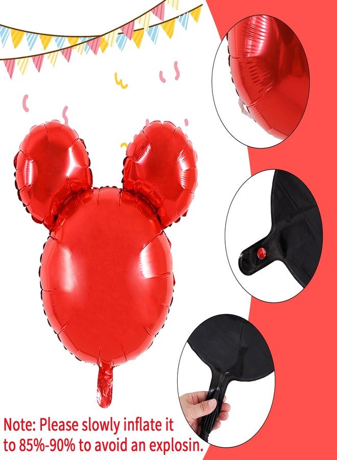 Vuzvuv 12pcs 24 Inches Mouse Head Foil Balloons, Black Red Foil Balloon for Birthday Party,Theme Party Decoration,Graduation Party Supplies - Image 2