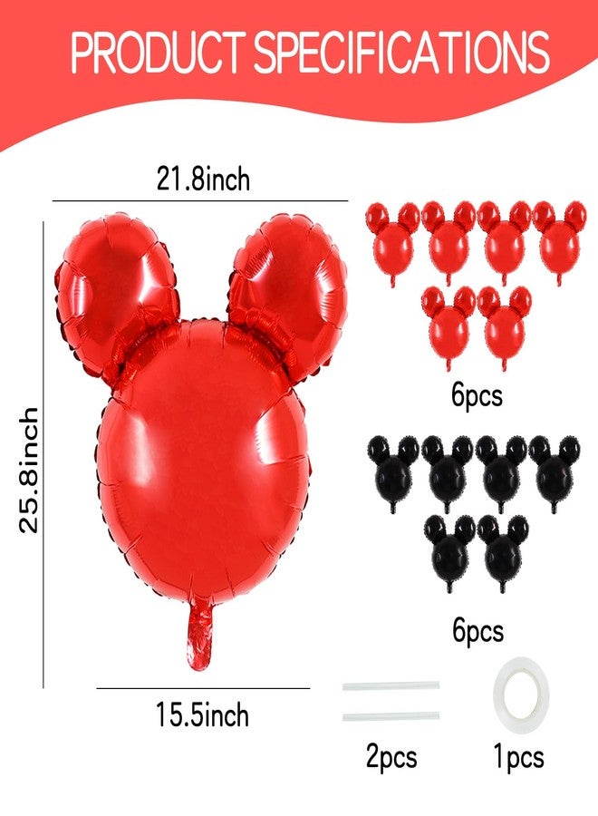 Vuzvuv 12pcs 24 Inches Mouse Head Foil Balloons, Black Red Foil Balloon for Birthday Party,Theme Party Decoration,Graduation Party Supplies - Image 3