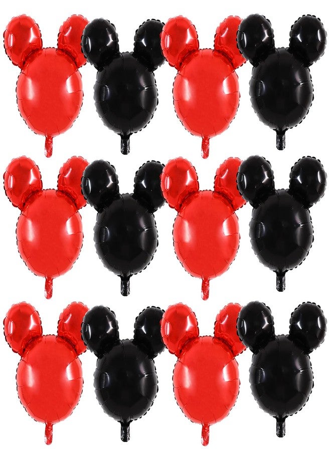 Vuzvuv 12pcs 24 Inches Mouse Head Foil Balloons, Black Red Foil Balloon for Birthday Party,Theme Party Decoration,Graduation Party Supplies - Image 1