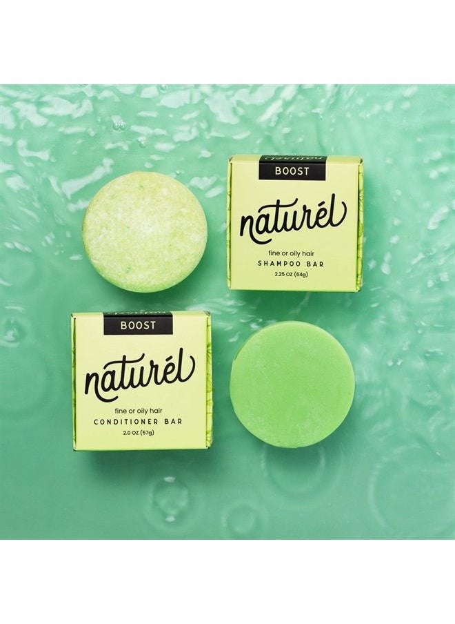 Naturel Boost Volumizing Shampoo and Conditioner Bar Set, for Fine or Oily Hair, Vegan & Cruelty Free, Zero Waste, Made in USA