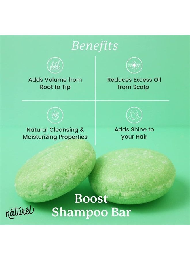 Naturel Boost Volumizing Shampoo and Conditioner Bar Set, for Fine or Oily Hair, Vegan & Cruelty Free, Zero Waste, Made in USA