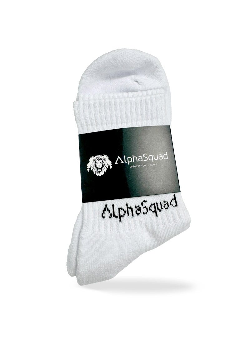 AlphaSquad AlphaSquad Unisex Athletic Cotton Cushion Comfort Ankle Socks, White Pack of 3 (Free Size)  - Image 2