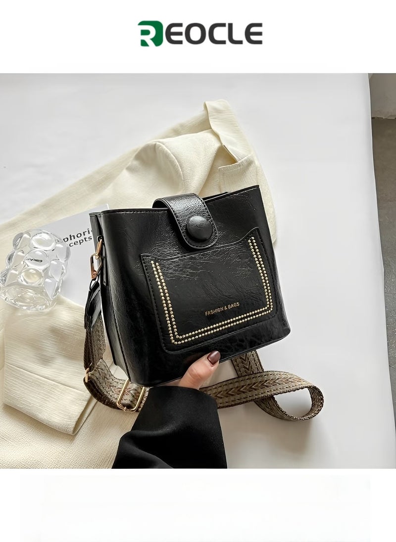 REOCLE Women's Crossbody Bag Soft Washed Leather Multi Pocket Shoulder Bag Cross Body Purses Multi-use Bag with Wide Shoulder Belt - Image 1