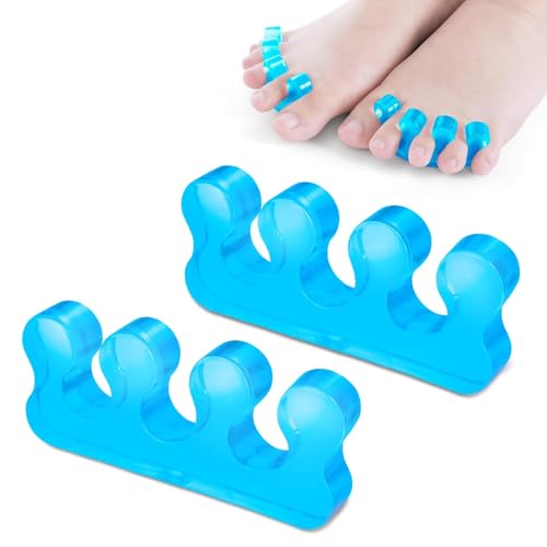 Cetaplast 2 Pieces Combo Silicone Gel Toe Separator for Feet Toe Spacers Correct Toes Yoga Silicone Hammer Toe Corrector for Women & Men Correct Toe Straighteners for Overlapping Toes (Toe Separators Pair- Blue) - Image 1