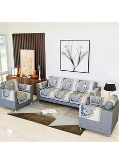Kuber Industries Kuber Industries Sofa Cover | Net Sofa Slipcover Set | 5 Seater Sofa Cover with Arms for Hall | Couch Sofa Cover Set | Sofa Cover for Hall & Living Room D?cor | Mor Digital-837 | Blue  - Image 1