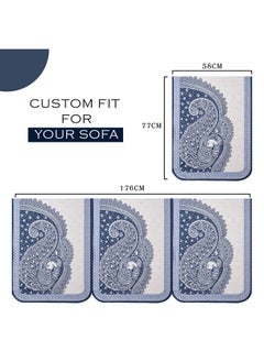Kuber Industries Kuber Industries Sofa Cover | Net Sofa Slipcover Set | 5 Seater Sofa Cover with Arms for Hall | Couch Sofa Cover Set | Sofa Cover for Hall & Living Room D?cor | Mor Digital-837 | Blue  - Image 3