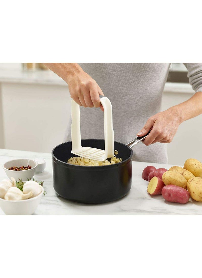 Joseph Joseph Joseph Joseph 20140 EasyMash Plastic Potato Masher Ergonomic with NonSlip Grip and PanScraping Edges Dishwasher Safe OneSize White  - Image 4