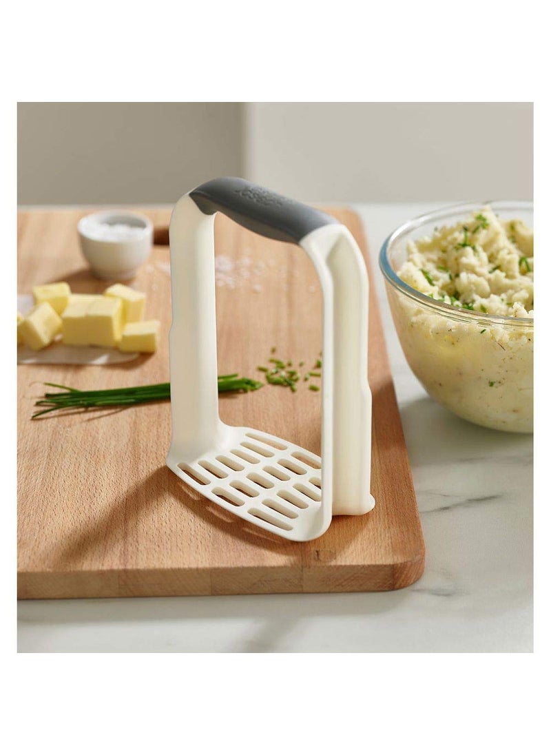 Joseph Joseph Joseph Joseph 20140 EasyMash Plastic Potato Masher Ergonomic with NonSlip Grip and PanScraping Edges Dishwasher Safe OneSize White  - Image 2