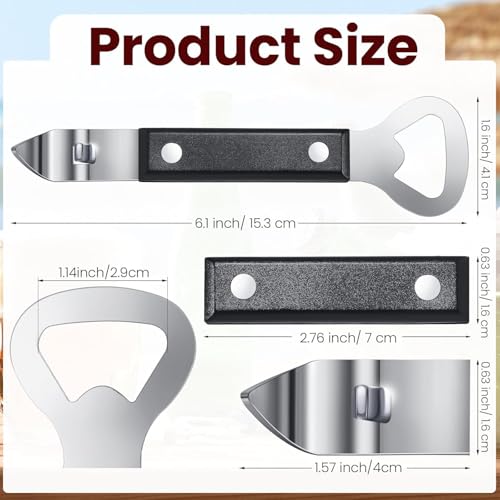 Homava Can Opener Manual, Stainless Steel Can Punch Bottle Opener, 2 in 1 Multifunctional Can and Beer Opener, Dishwasher Safe | Pack 4 | Black - Image 2