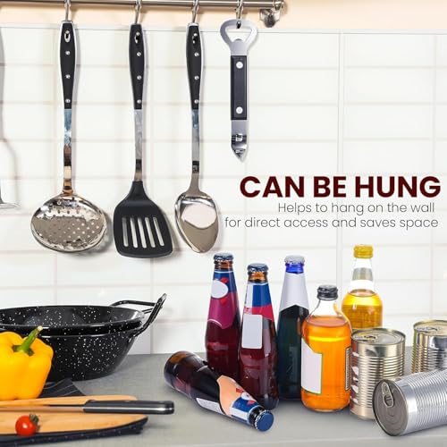 Homava Can Opener Manual, Stainless Steel Can Punch Bottle Opener, 2 in 1 Multifunctional Can and Beer Opener, Dishwasher Safe | Pack 4 | Black - Image 5