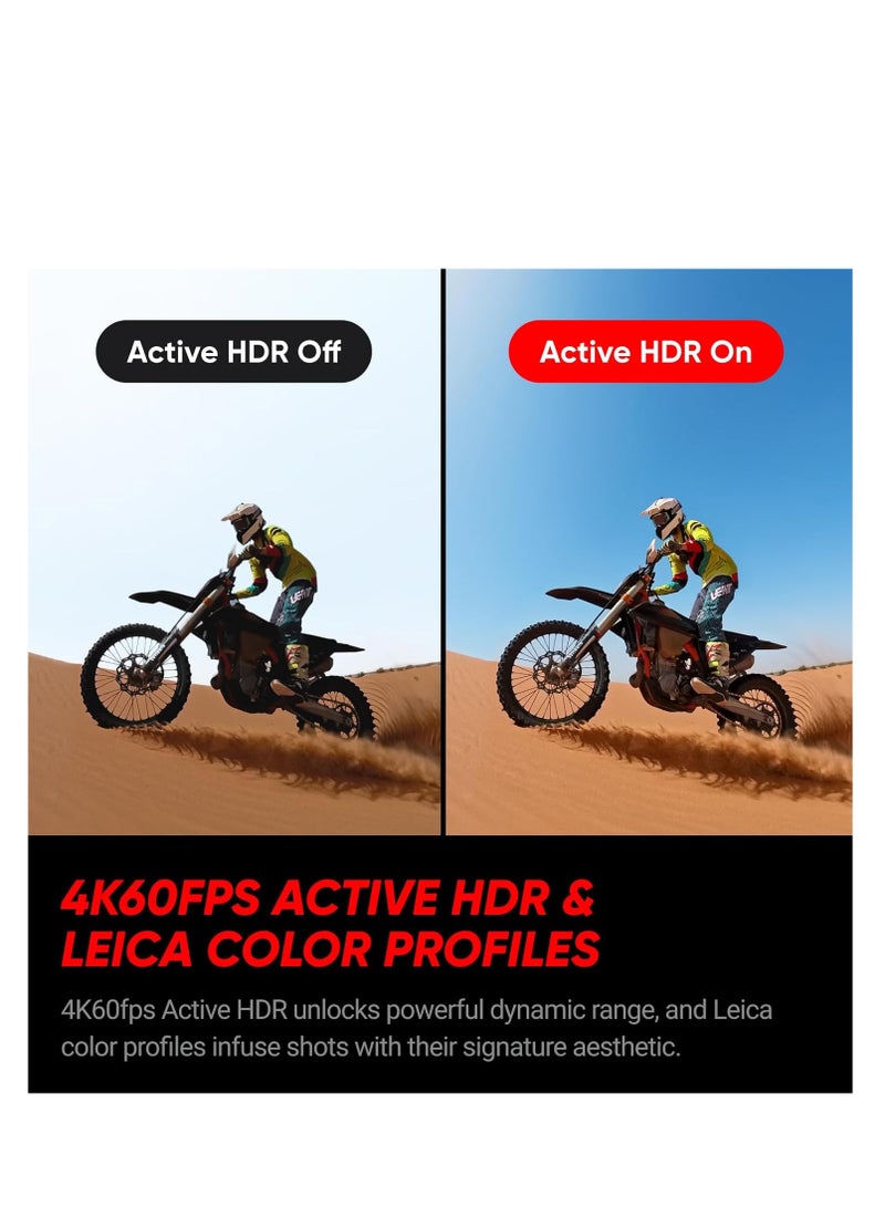 انستا 360 باقة كاميرا أكشن Ace Pro 2، مستشعر CMOS 1/1.3"، تصوير HDR نشط، عدسة لايكا بزاوية واسعة 157° f/2.6، تثبيت FlowState، قفل الأفق، بطاريتين مزدوجتين متضمنتين - Image 4