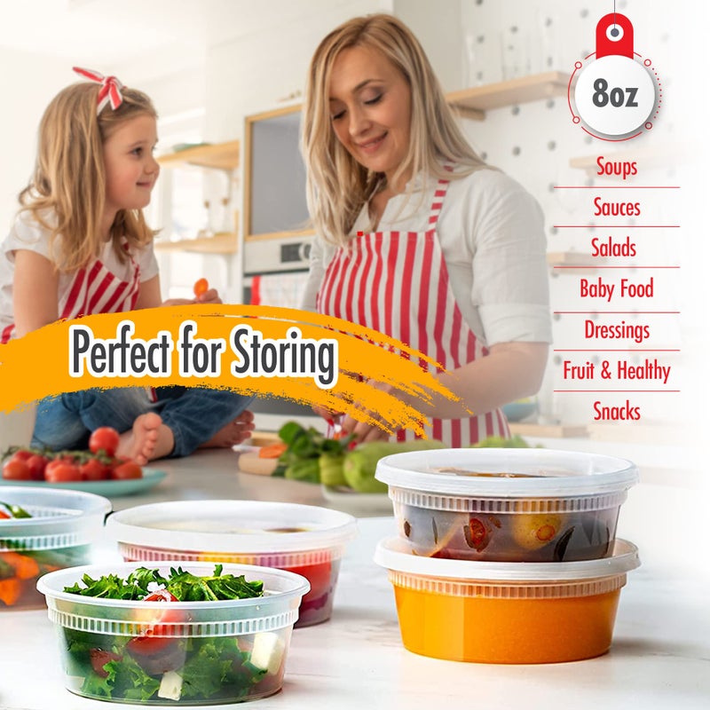 QUIDDITY WARE (8oz-Deli Containers with Leakproof Lids-50 Pack BPA-Free Plastic Microwaveable Clear Food Storage Container Premium Heavy-Duty Quality  Freezer & Dishwasher Safe - Image 4