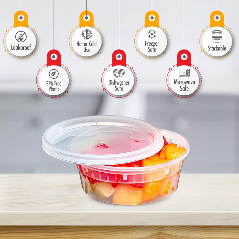QUIDDITY WARE (8oz-Deli Containers with Leakproof Lids-50 Pack BPA-Free Plastic Microwaveable Clear Food Storage Container Premium Heavy-Duty Quality  Freezer & Dishwasher Safe - Image 2