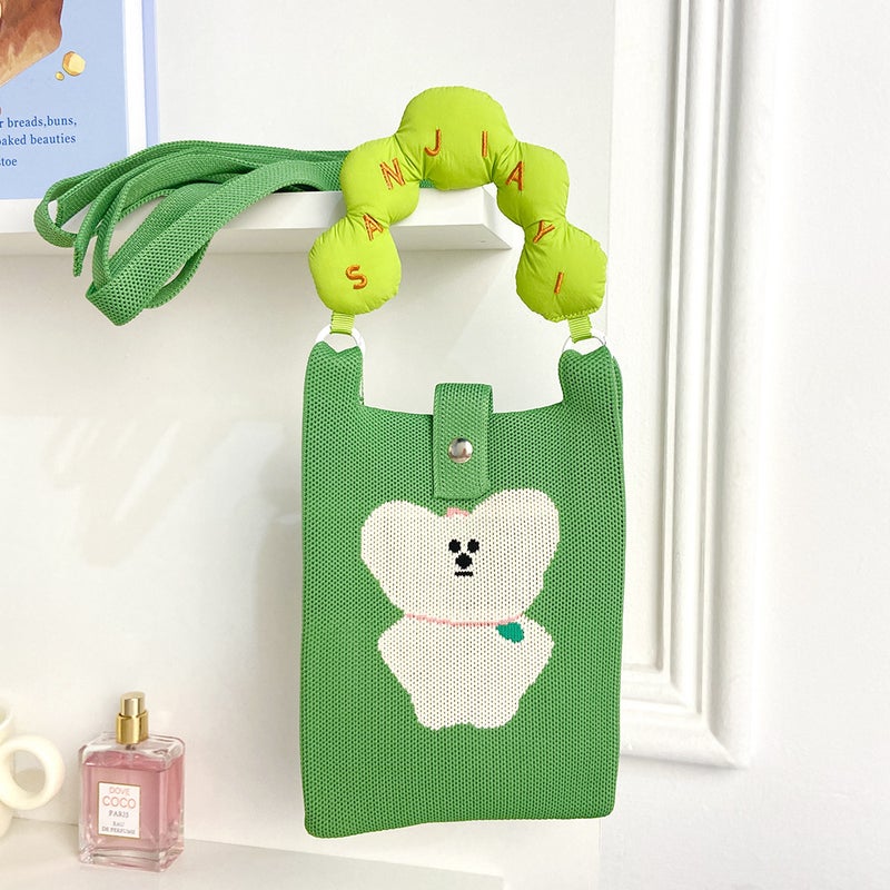 Cute Phone Bag Cartoon Cat Knitted Bag Original Design Handbag Knitted Mini Single Shoulder Crossbody Coin Purse - Image 1
