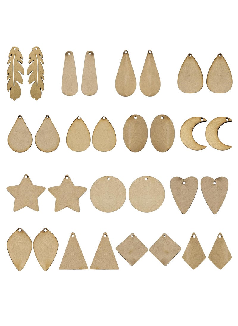 INDIKONB - INDIKONB Wood Blank Earrings Kit - Unfinished Blank Wooden Earrings for Women Jewelry Making and DIY Crafts - Pack of 30 - Image 1