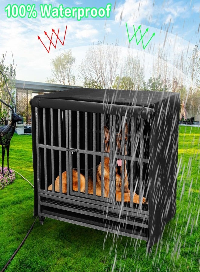 M JJYPET غطاء قفص كلاب شديد التحمل مقاس 38 بوصة، مصنوع من البوليستر 600D المتين والمعزول، عازل للصوت والرياح والمطر، مناسب لأغطية أقفاص الكلاب السلكية ذات النوافذ الجانبية القابلة للتهوية (الغطاء فقط). - Image 4