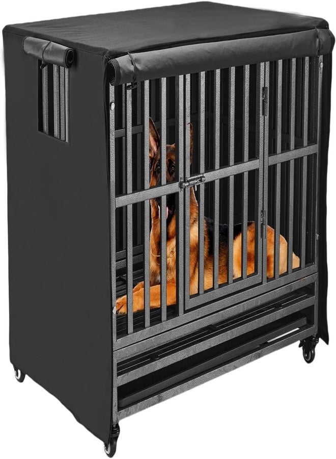 M JJYPET غطاء قفص كلاب شديد التحمل مقاس 38 بوصة، مصنوع من البوليستر 600D المتين والمعزول، عازل للصوت والرياح والمطر، مناسب لأغطية أقفاص الكلاب السلكية ذات النوافذ الجانبية القابلة للتهوية (الغطاء فقط). - Image 1