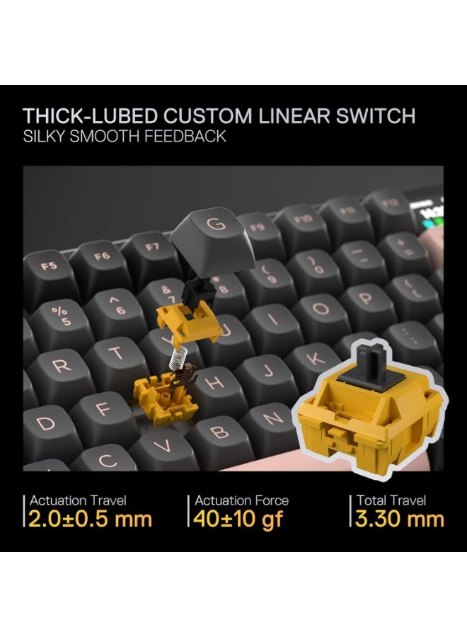 ريدراجون لوحة مفاتيح ألعاب لاسلكية K720GBP ECLIPSE PRO، مزودة بحشية CNC، مع شاشة Hype ومقبض، ولوحة مفاتيح ميكانيكية بـ 81 مفتاحًا، وشاشة معلومات TFT ذكية مقاس 1.14 بوصة، وخاصية تخفيف الضوضاء بخمس طبقات، ومفتاح خطي مخصص، بلون Dawn Sakura - Image 5