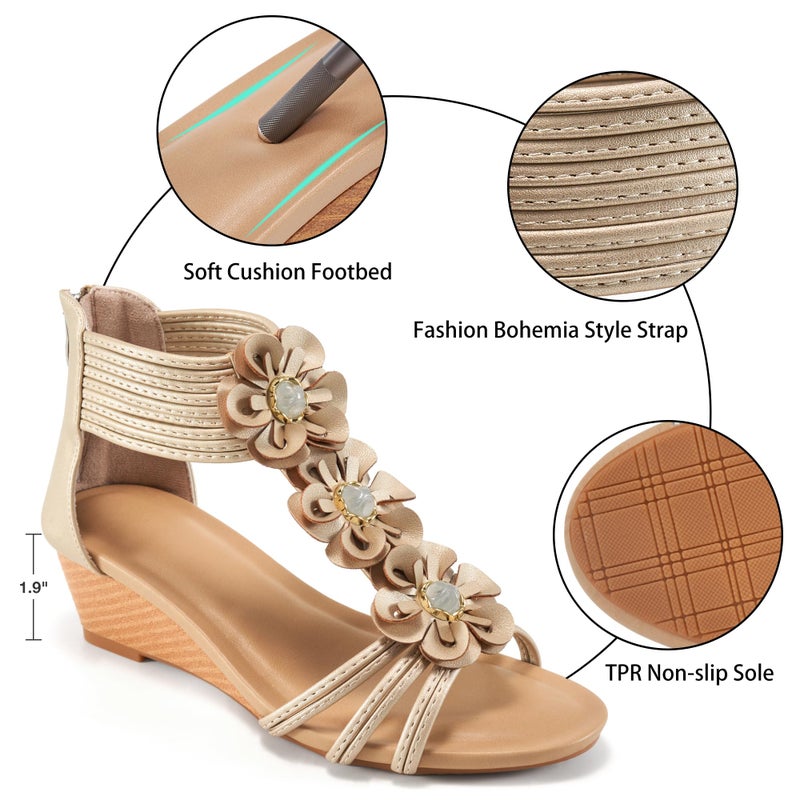 FUDYNMALC Womens Sandals Wedge Shoes: All-Day Comfort Dressy Wedges 2026 with Zipper Open Toe Summer Gladiator Sandals for Casual - Image 5