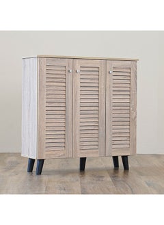 DANUBE HOME Alfa 3 Door Shoe Cabinet 16 Pairs Of Shoes Modern Design Furniture Wooden Shoe Organizer For Entryway Hallway Living Room L 90x32x91 Cm Sonoma Oak  - Image 2