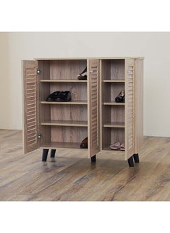 DANUBE HOME Alfa 3 Door Shoe Cabinet 16 Pairs Of Shoes Modern Design Furniture Wooden Shoe Organizer For Entryway Hallway Living Room L 90x32x91 Cm Sonoma Oak  - Image 5