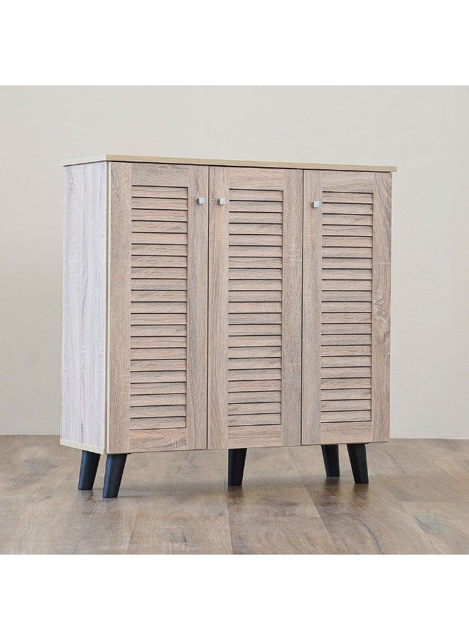 DANUBE HOME Alfa 3 Door Shoe Cabinet 16 Pairs Of Shoes Modern Design Furniture Wooden Shoe Organizer For Entryway Hallway Living Room L 90x32x91 Cm Sonoma Oak - Image 2