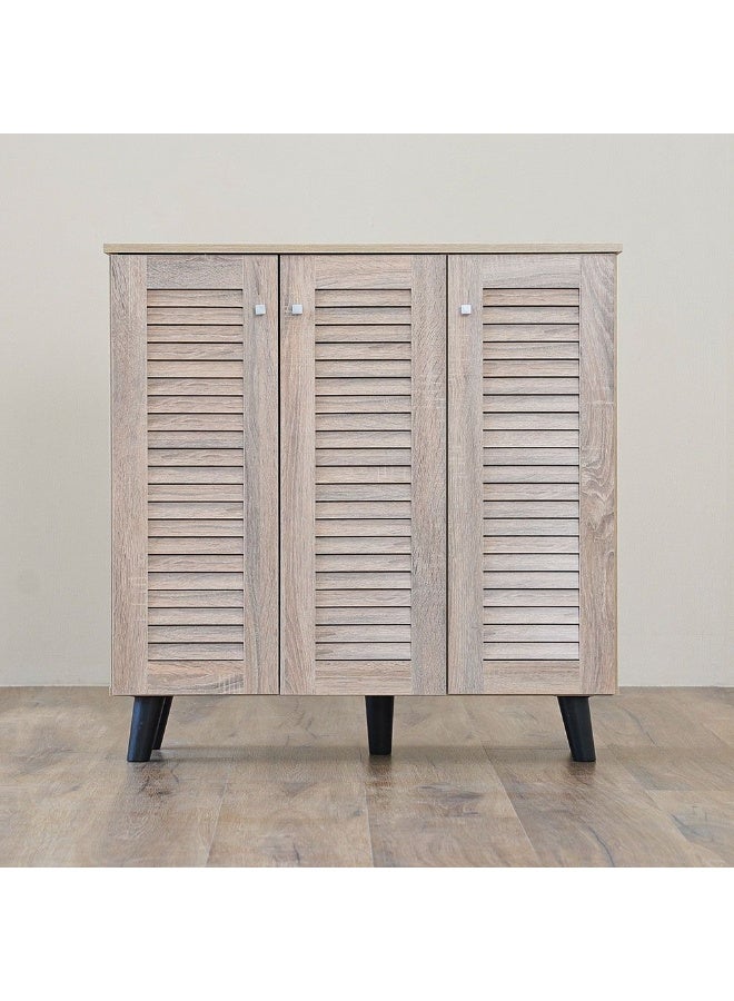 DANUBE HOME Alfa 3 Door Shoe Cabinet 16 Pairs Of Shoes Modern Design Furniture Wooden Shoe Organizer For Entryway Hallway Living Room L 90x32x91 Cm Sonoma Oak - Image 3
