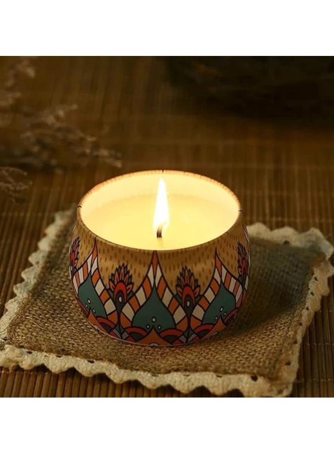 3 Scented Soy Wax In Box Sage B Cover, Ethnic Wind Candle Cup Aroma Candle Candle Romantic Wedding Birthday Party Decoration Creative Christmas Gift - Image 1