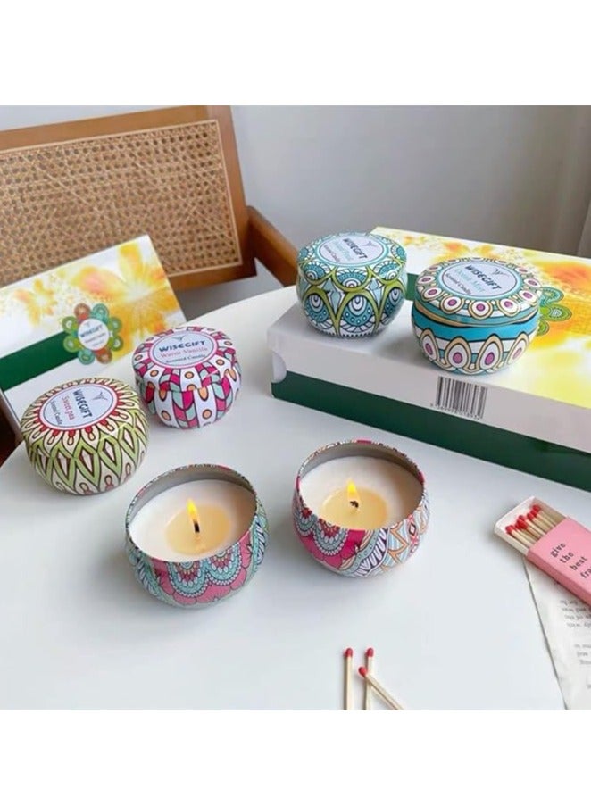 3 Scented Soy Wax In Box Sage B Cover, Ethnic Wind Candle Cup Aroma Candle Candle Romantic Wedding Birthday Party Decoration Creative Christmas Gift - Image 2