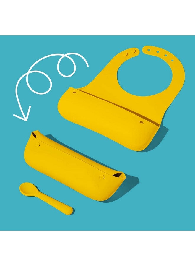 Avanchy Silicone Baby Bibs, Waterproof, Adjustable, BPA Free, Soft Unisex Set for Toddlers with Matching Spoon, Yellow - Image 5