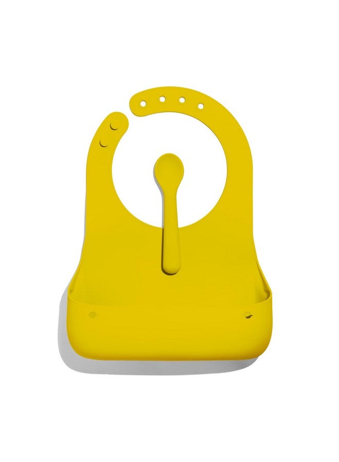 Avanchy Silicone Baby Bibs, Waterproof, Adjustable, BPA Free, Soft Unisex Set for Toddlers with Matching Spoon, Yellow - Image 1