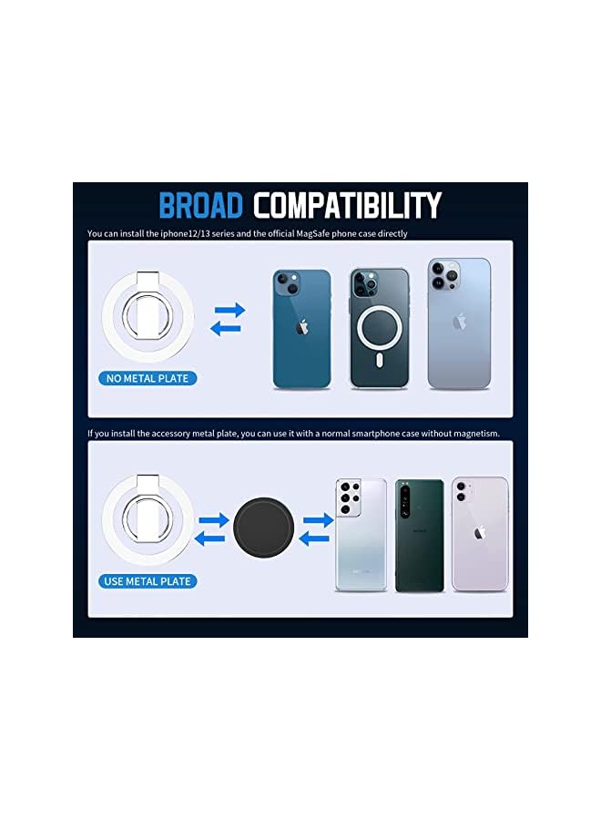 Green Tiger Magnetic Phone Ring Holder, Compatible for Magnetic Phone Ring Stand, Phone Grip Compatible for iPhone 14/13/12 Pro Max/Pro/Plus/Mini, Adjustable Kickstand - (White, Pattern 1) - Image 5