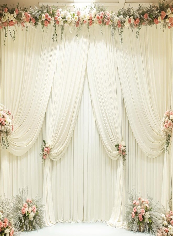 PARTISKY 24x10FT Ivory Backdrop Curtains for Wedding Parties, Wrinkle Free Polyester Photography Backdrop Drapes for Wedding Baby Shower Birthday Parties Stage Background Stand Decorations 4x10ft,6 Panels - Image 5