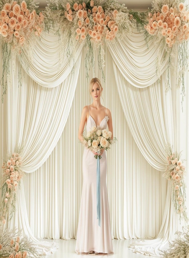 PARTISKY 24x10FT Ivory Backdrop Curtains for Wedding Parties, Wrinkle Free Polyester Photography Backdrop Drapes for Wedding Baby Shower Birthday Parties Stage Background Stand Decorations 4x10ft,6 Panels - Image 4