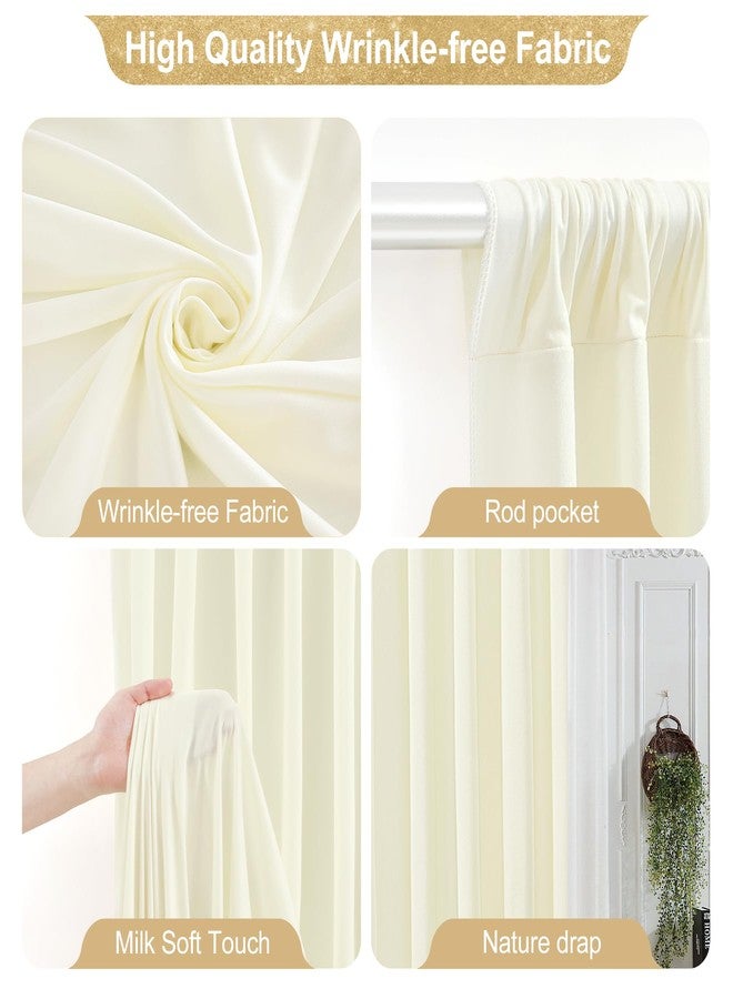 PARTISKY 24x10FT Ivory Backdrop Curtains for Wedding Parties, Wrinkle Free Polyester Photography Backdrop Drapes for Wedding Baby Shower Birthday Parties Stage Background Stand Decorations 4x10ft,6 Panels - Image 2