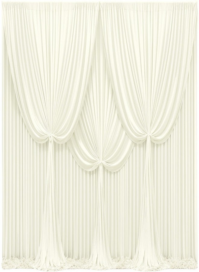 PARTISKY 24x10FT Ivory Backdrop Curtains for Wedding Parties, Wrinkle Free Polyester Photography Backdrop Drapes for Wedding Baby Shower Birthday Parties Stage Background Stand Decorations 4x10ft,6 Panels - Image 1