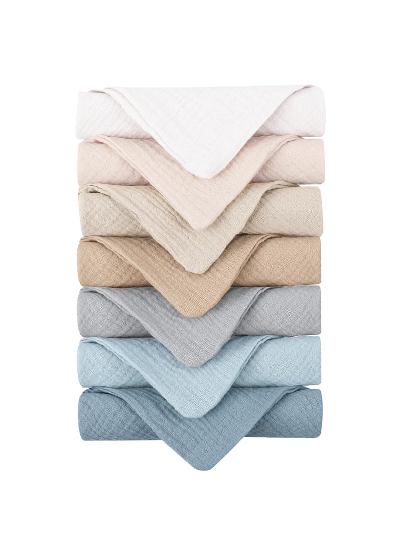 Konssy - Konssy 7Pack Soft Cotton Face Cloths Reusable Absorbent Washcloths for Sensitive Skin Facial Makeup Remover Towels for Women 11 x 11 Inch - Image 1