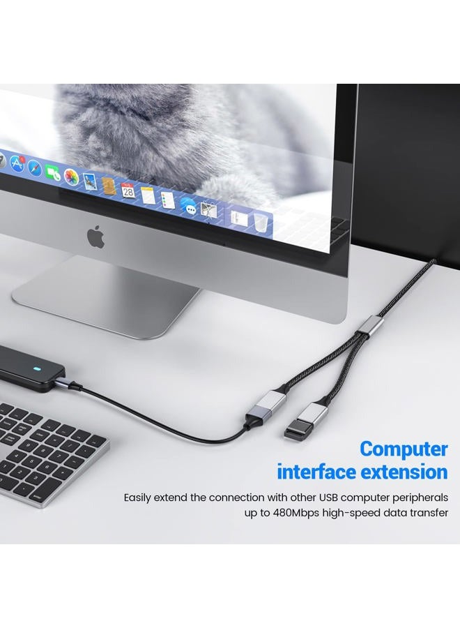 MOGOOD موزع USB مزدوج منفذ USB كابل تمديد USB موزع Y USB موزع طاقة USB محول مزدوج كابل شاحن مركز محول مزدوج USB 2.0 كابل طاقة تمديد موزع USB لأجهزة اللابتوب/ماك/سيارة - Image 5