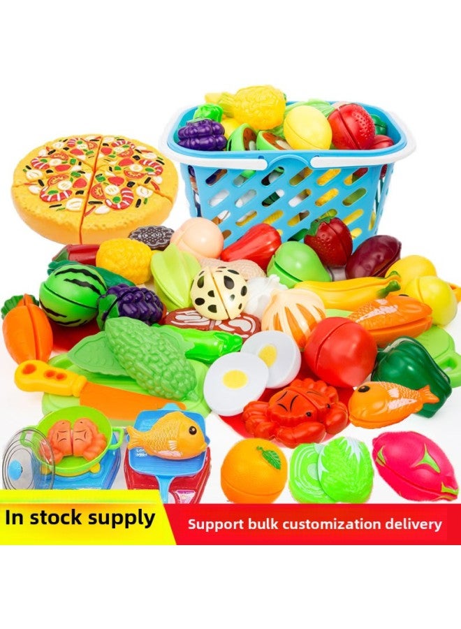 Children's Play House Kitchen Toys Fruits And Vegetables Cut And Enjoy Boys And Girls Cut And Watch Simulation Cooking Early Education Cross-border-Color:Plate  - Image 4