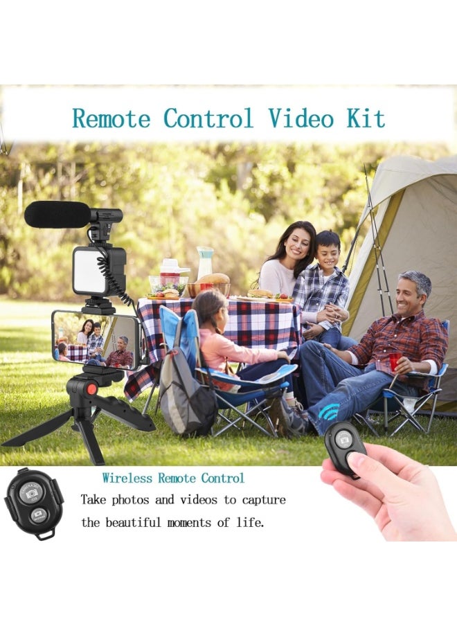 Generic - Vlogging Kit for Smartphones with Tripod – Includes LED Light, Cardioid Microphone, Phone Holder – Ideal for YouTube, TikTok, Video Calls & Live Streaming - Image 1