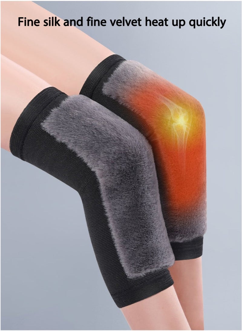 STL Women Men Knee Warmers Knee Brace Sleeve Leg Warmer Wool Cashmere Thicken Knee Supports Knee Pads Legging Stocking Warm Thermal Ski Cycling Knee Brace Sleeve for Joint Pain Arthritis (1 Pair) - Image 4