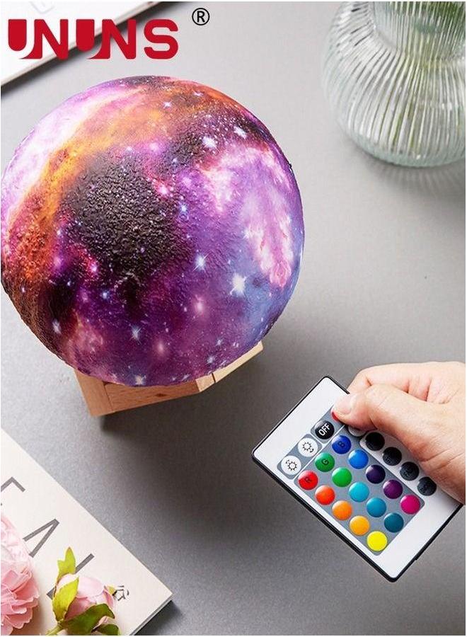 UNUNS 3D Printing Moon Lamp,5.9 Inch 16 Colors Mind-glowing Galaxy Lamp With Stand And Remote Control,Bedroom Night Light Home Decor For Kids Gift  - Image 3