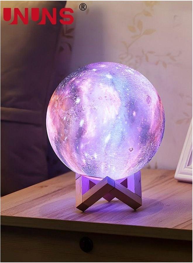 UNUNS 3D Printing Moon Lamp,5.9 Inch 16 Colors Mind-glowing Galaxy Lamp With Stand And Remote Control,Bedroom Night Light Home Decor For Kids Gift  - Image 2