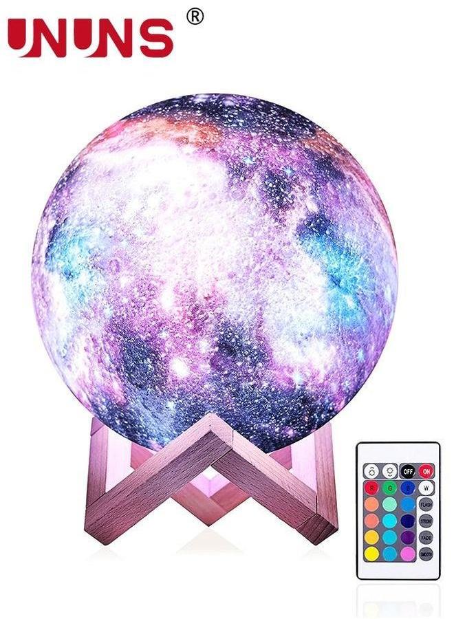 UNUNS 3D Printing Moon Lamp,5.9 Inch 16 Colors Mind-glowing Galaxy Lamp With Stand And Remote Control,Bedroom Night Light Home Decor For Kids Gift  - Image 1