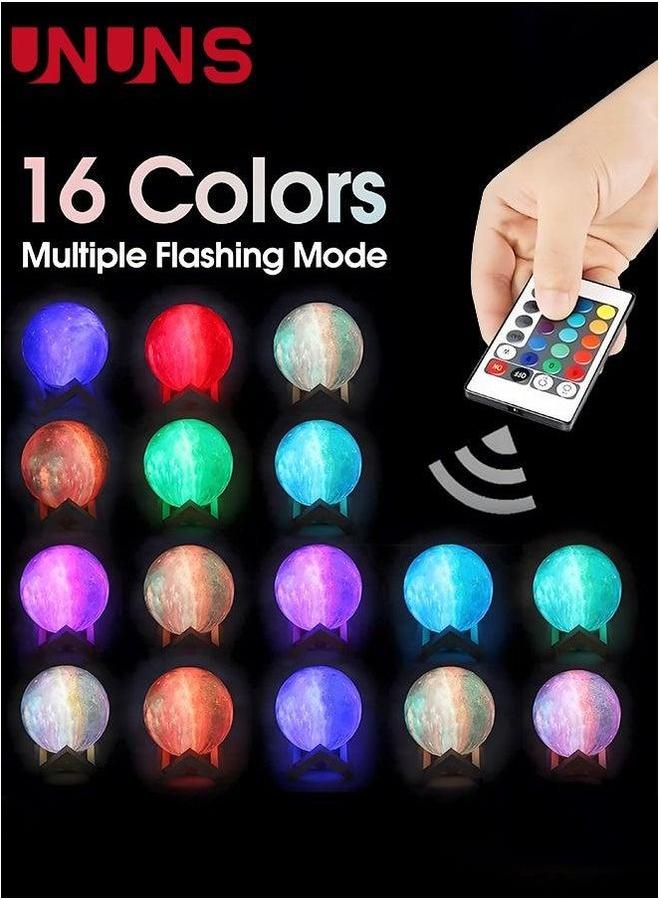 UNUNS 3D Printing Moon Lamp,5.9 Inch 16 Colors Mind-glowing Galaxy Lamp With Stand And Remote Control,Bedroom Night Light Home Decor For Kids Gift  - Image 5