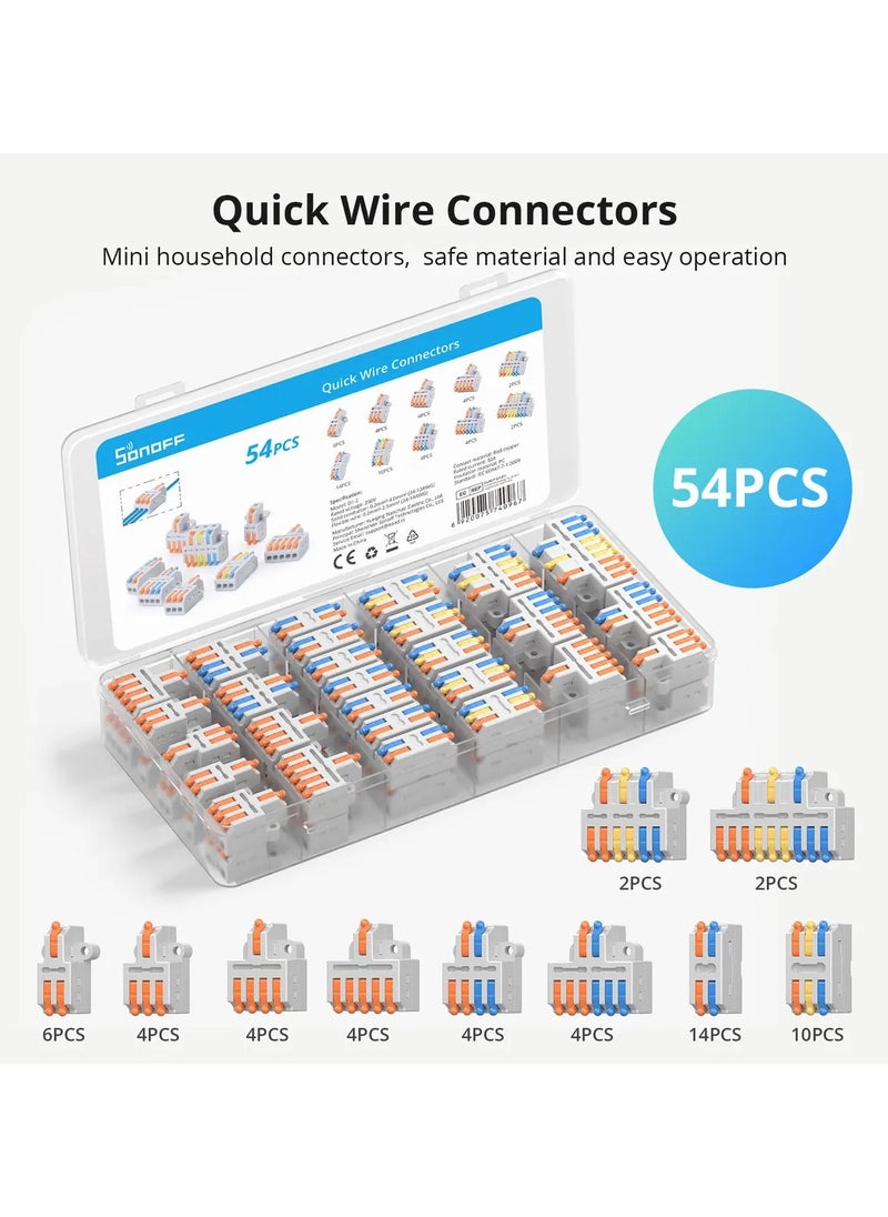 SONOFF 54 PCS Quick Wire Connectors Wire Crimp Cable Terminals Kit Joins  - Image 2