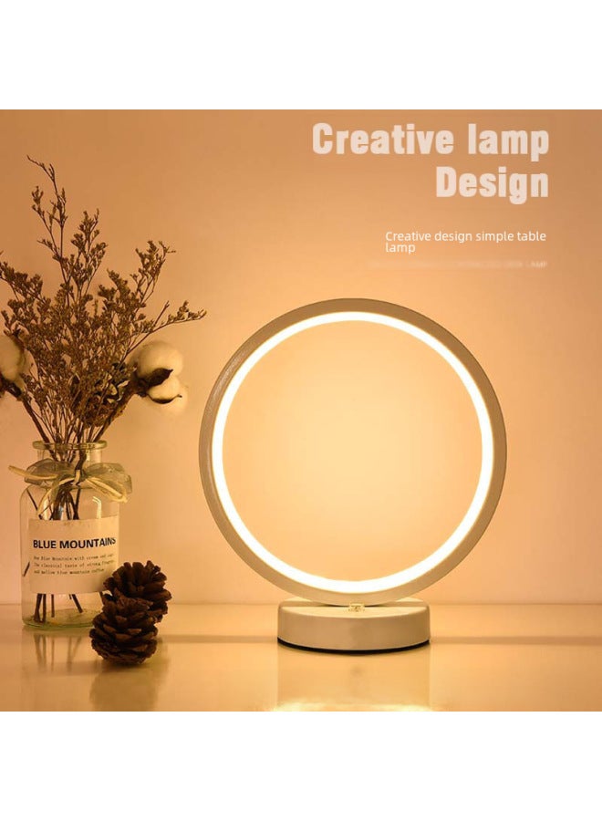 Decorative Table Lamp Metal Base Glass Shade Traditional Design Perfect For Living Room Bedroom Study Office-Specifications:[USB Plug-in Non-rechargeable] White Light Fixed Brightness-Dimensions:18cm White [Round Bottom]] - Image 1
